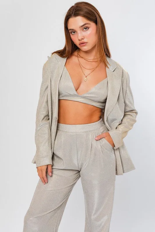 FINAL SALE!! Subtle Shimmer Blazer in Champagne