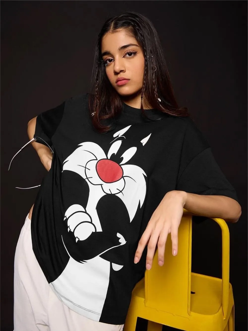 Looney Tunes Sylvester Cat Printed Womens Drop Shoulder T-shirt In Low Price Premium Quality Legacy Boutiques Dhaka