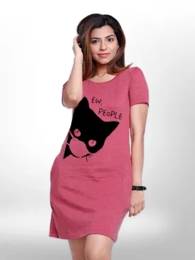 Meow People Stylish Printed Long T-shirt For Womens