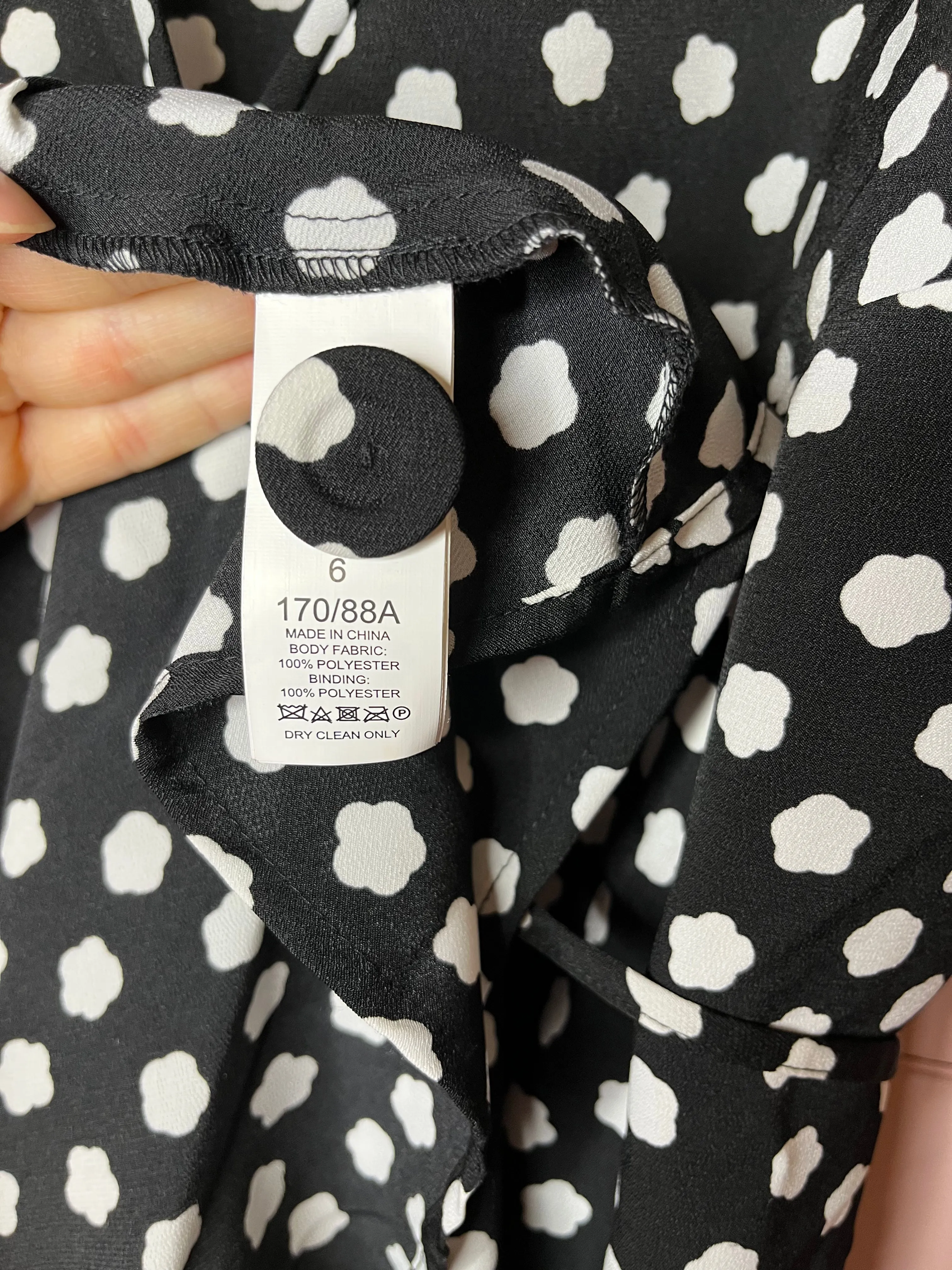 Size 6 Kate Spade Black White Cloud Dot Wrap Dress