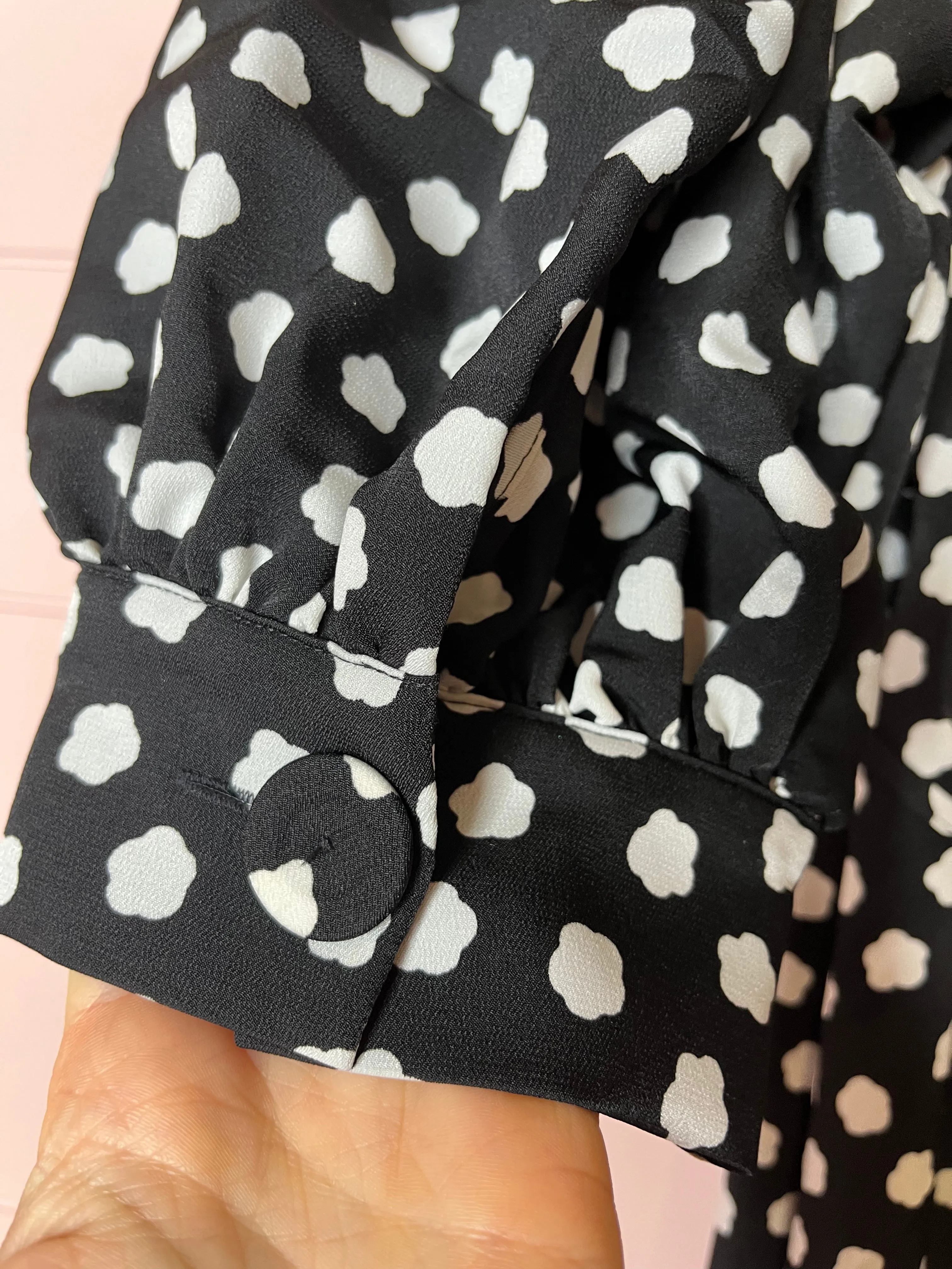 Size 6 Kate Spade Black White Cloud Dot Wrap Dress