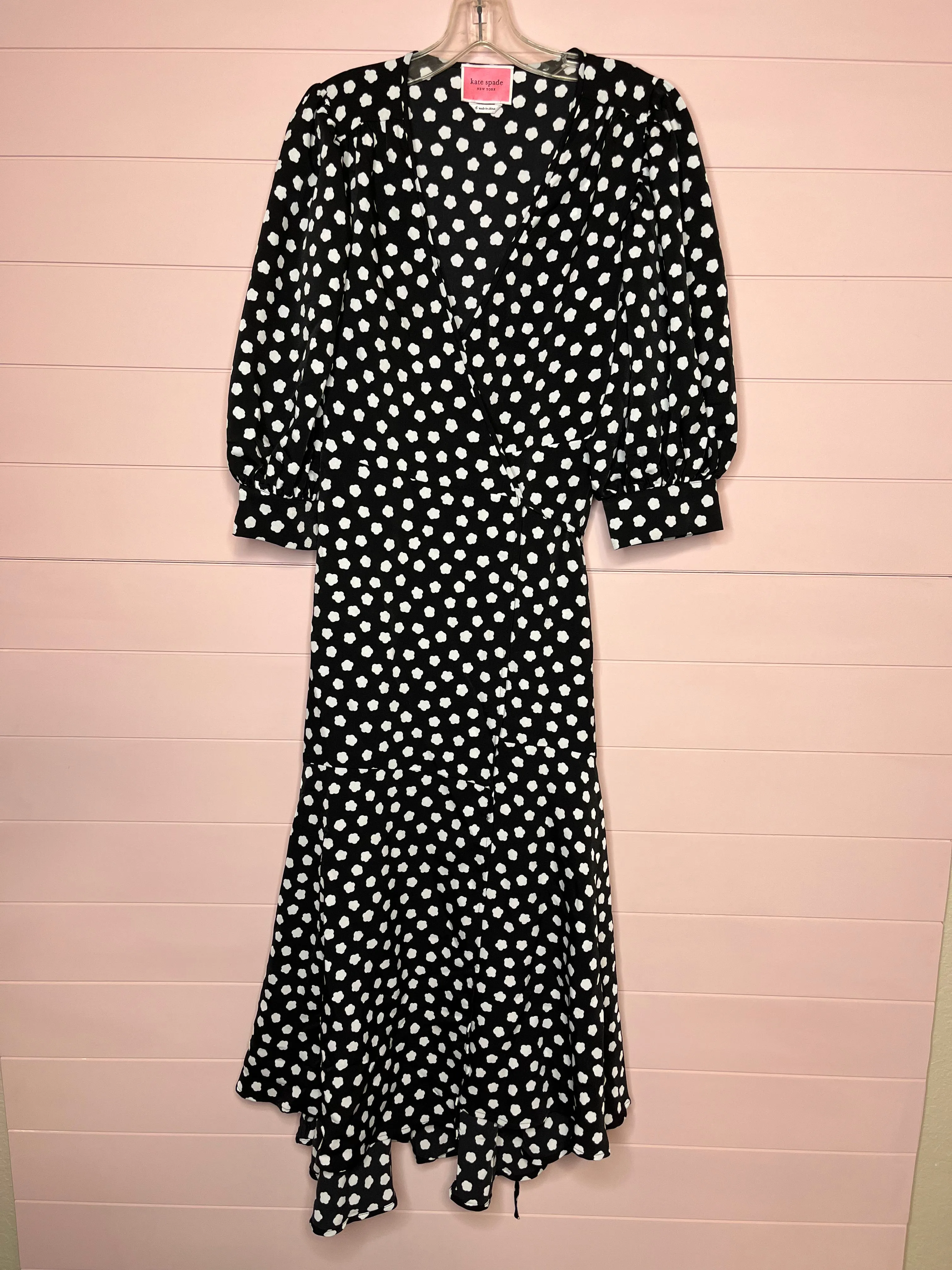 Size 6 Kate Spade Black White Cloud Dot Wrap Dress
