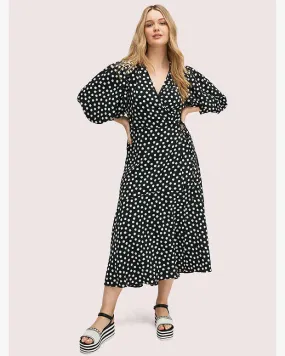Size 6 Kate Spade Black White Cloud Dot Wrap Dress