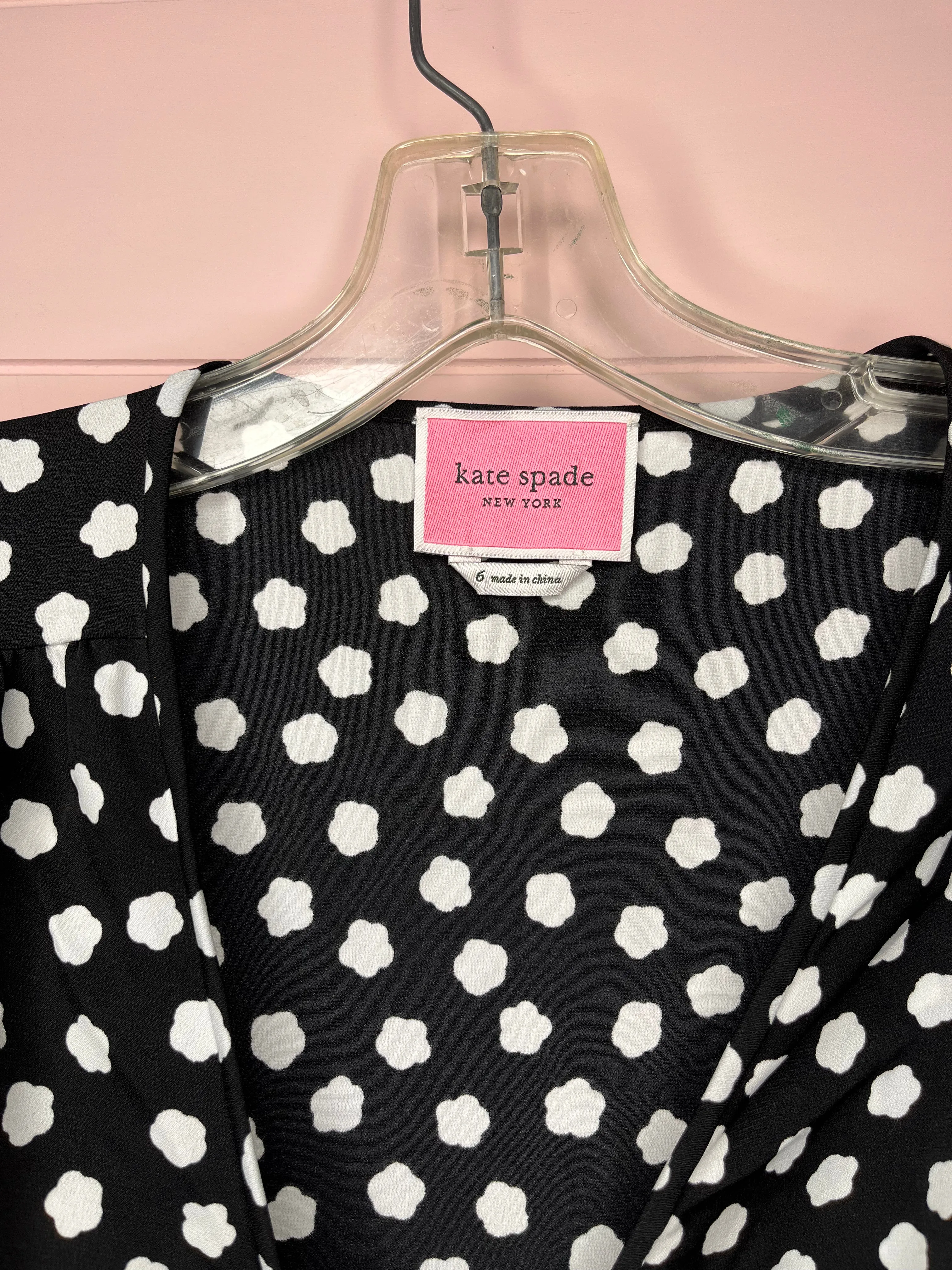 Size 6 Kate Spade Black White Cloud Dot Wrap Dress
