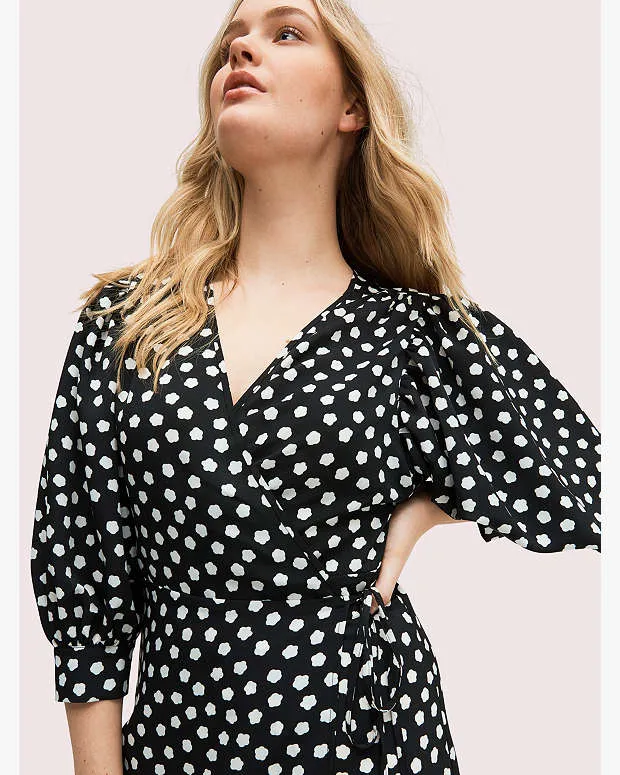 Size 6 Kate Spade Black White Cloud Dot Wrap Dress