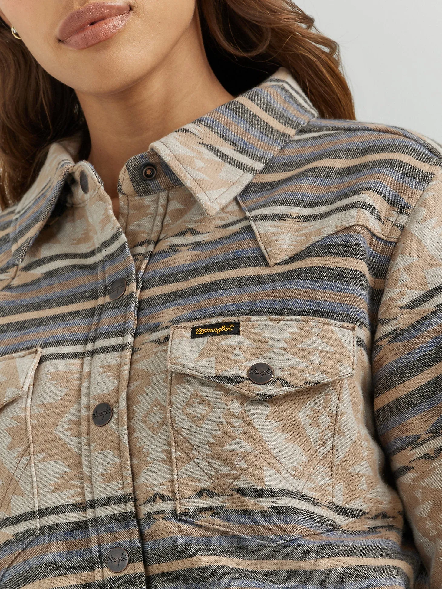 Women's Southwestern Print Shacket - Doe Stripe