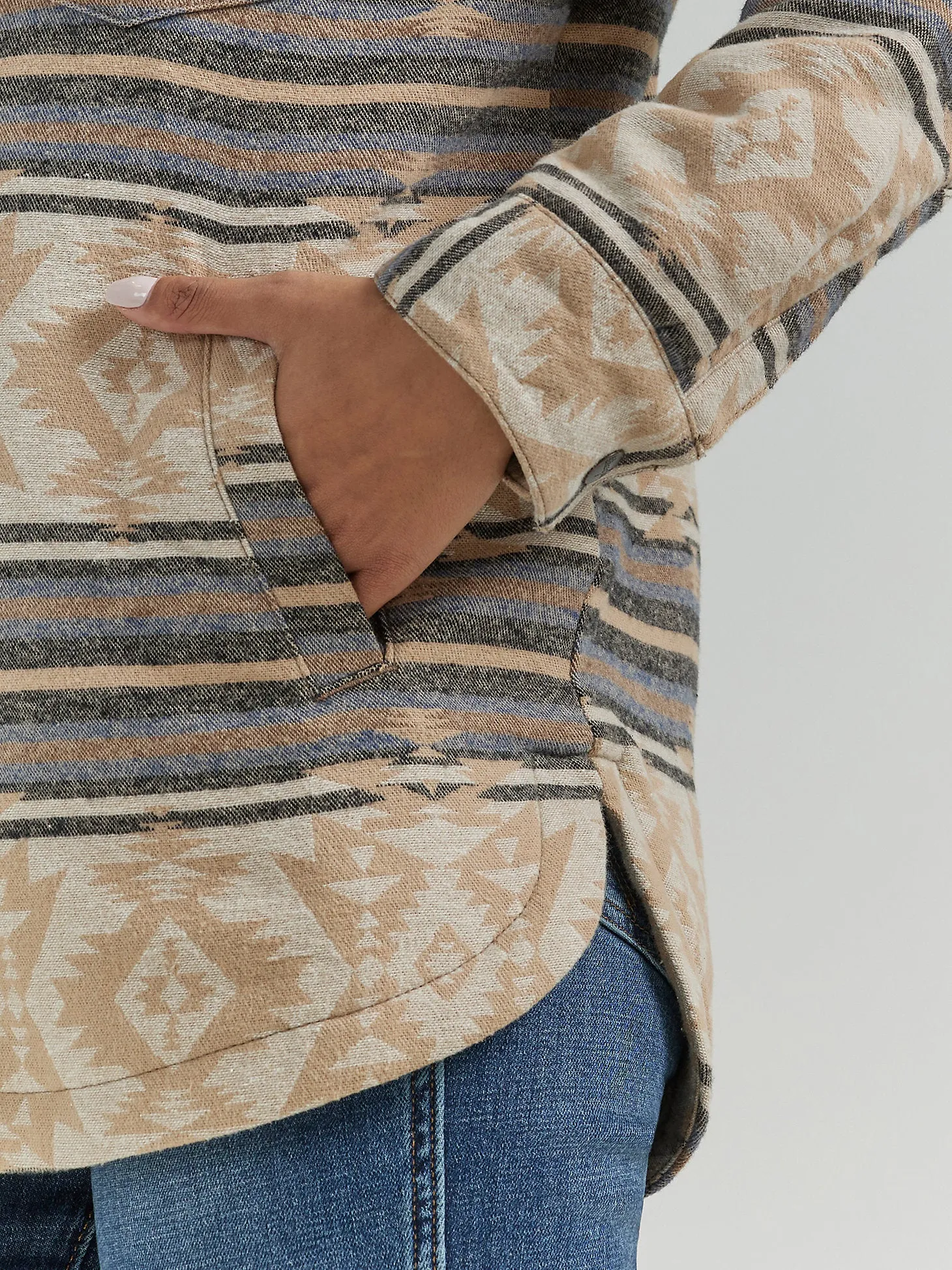 Women's Southwestern Print Shacket - Doe Stripe