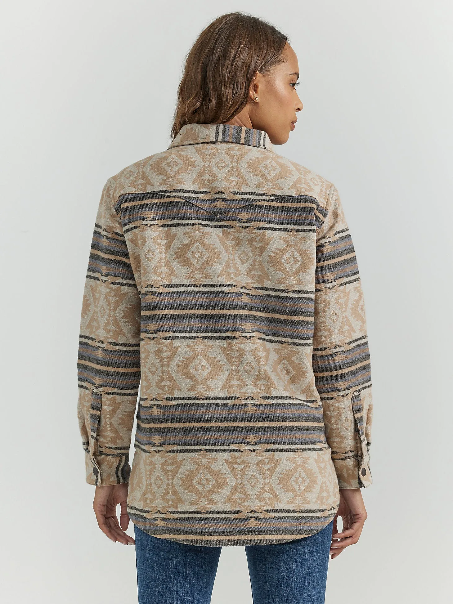 Women's Southwestern Print Shacket - Doe Stripe